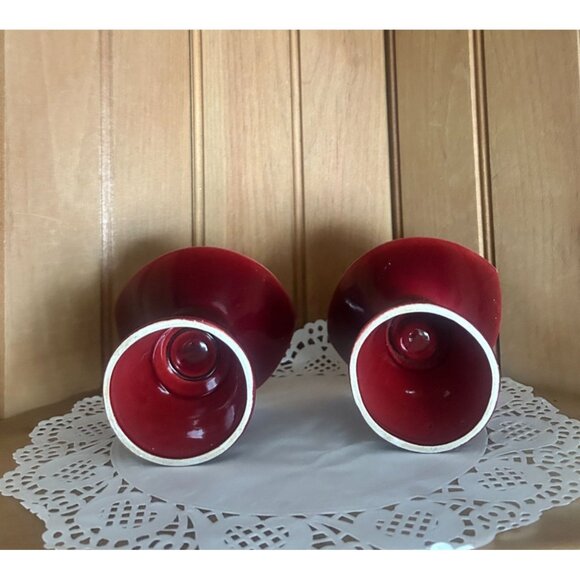 Vintage Swedish Carl Harry Stalhane Rorstrand Burgundy Ceramic Mid Century Pair - Picture 3 of 6